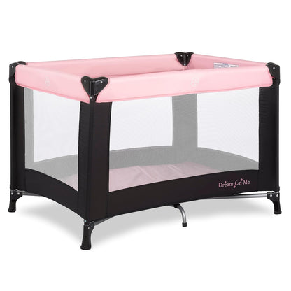 Dream On Me Nest Portable Playard in Black with Carrybag an Shoulder Strap, Lightweight, Packable and Easy Setup Baby Playard, Breathable Mesh Sides and Soft Fabric - Comes with a Removable Padded Mat