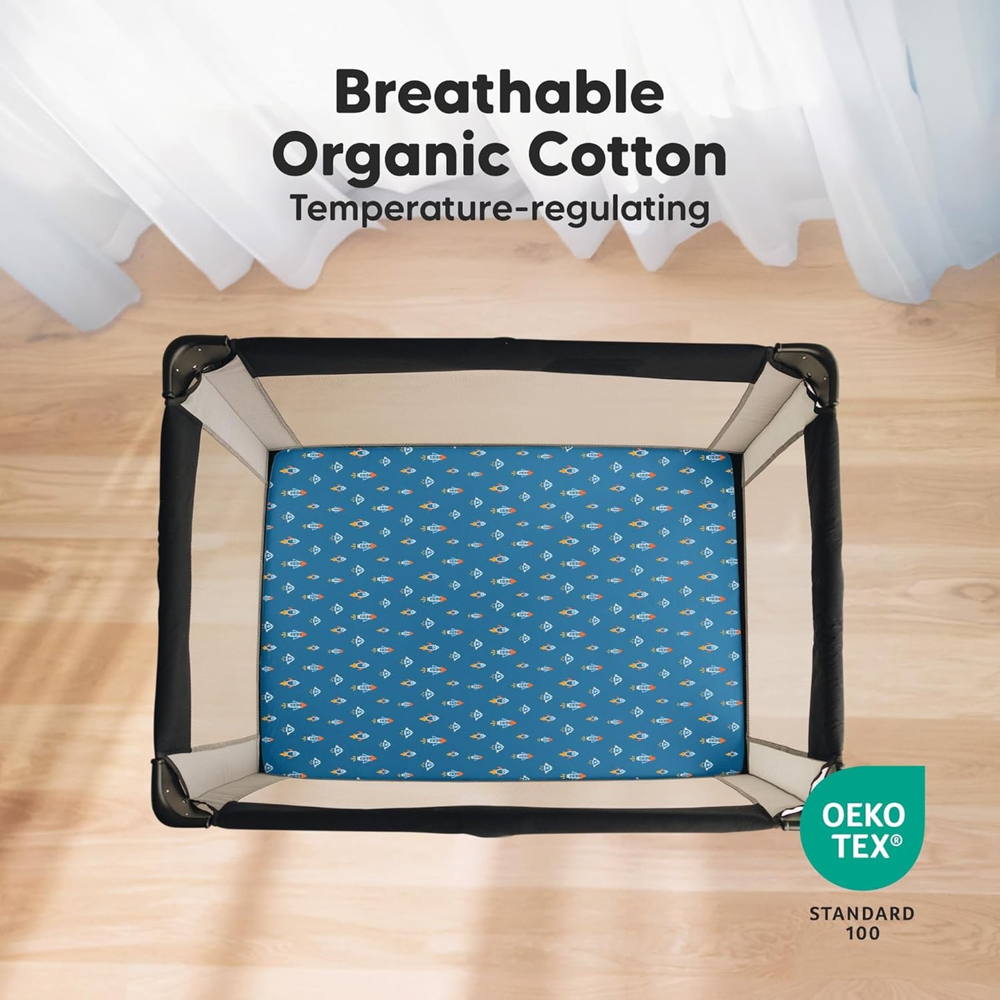 2-Pack Mini Crib Sheets Fitted - 38x26 Pack N Play Sheets for Pack and Play Mattress, Organic Cotton, Soft & Breathable Playard Bedding, Neutral Mini Toddler Bed Cover for Boys, Girls (Dragon Tale)
