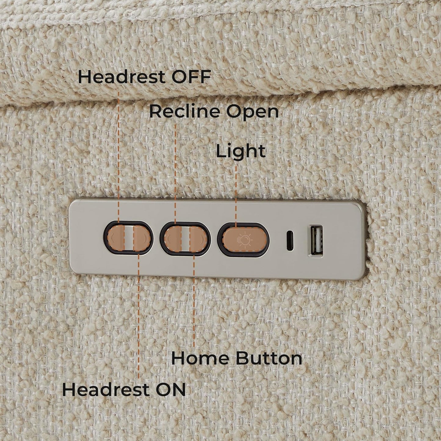 CHITA Power Swivel Glider for Adults with Nightlight, Nursery Recliner Chair with Power Headrest for Living Room, Bedroom, Water-Resistant Boucle Fabric in Sand