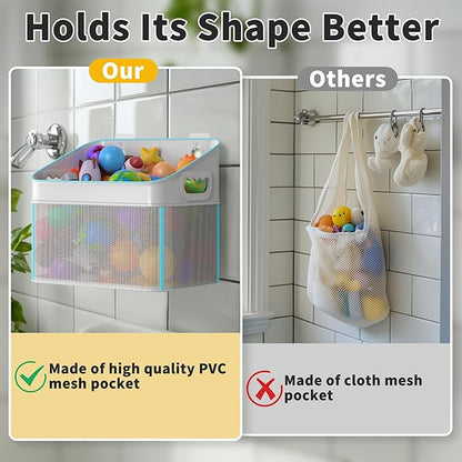 GloTika Mesh Baby Bath Toy Storage, ‎Large Capacity and Quick Drying Baby Toy Storage for Bath, Multi-use Net Bags Make Baby Bath Toy Organizer Easy, 1 Pack