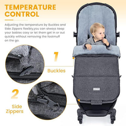 Orzbow Warm Bunting Bag Universal, Stroller Sleeping Bag Cold Weather,Waterproof Toddler Footmuff (Dark Grey)