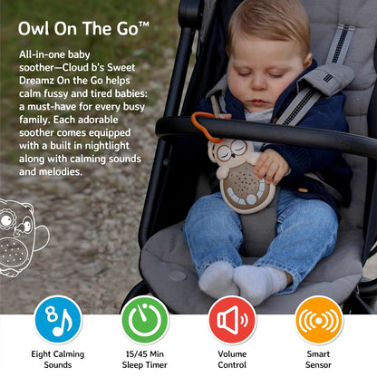 Cloud b Travel Comforting Sound Machine w/Calming Light | 4 White Noise and 4 Lullabies | Re-Activating Smart Sensor | Sweet Dreamz On the Go™ - Fox