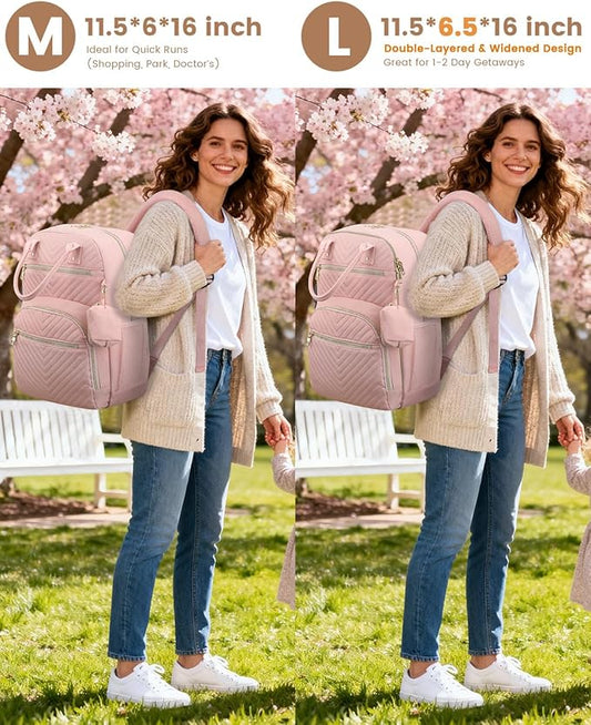 Pritent Diaper Bag Backpack,Baby Essentials Diapers Bag with Pacifier Case,Multipurpose Stylish Large Capacity Travel Backpack for Baby Girl/Boy(M-Pink)