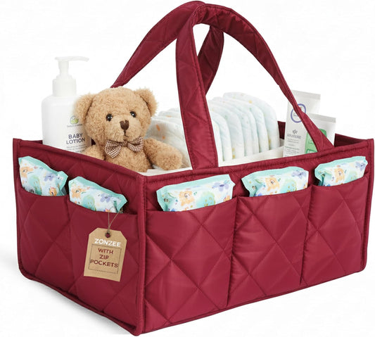 Baby Diaper Caddy Organizer, Nursery Storage Basket for Newborn Essentials, Travel Baby Basket for Diapers Baby Wipes, Organizer Tote Bag Storage Bin, Baby Shower Gifts (Mint Green)