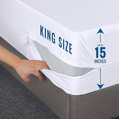 Utopia Bedding Mattress Protector Zippered King Size, 100% Waterproof Bed Bug and Dust Mite Proof Mattress Encasement, Absorbent 6 Sided Mattress Cover