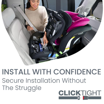 Britax Poplar Convertible Car Seat, 2-in-1 Car Seat with Slim 17-Inch Design, ClickTight Technology, Magenta Onyx