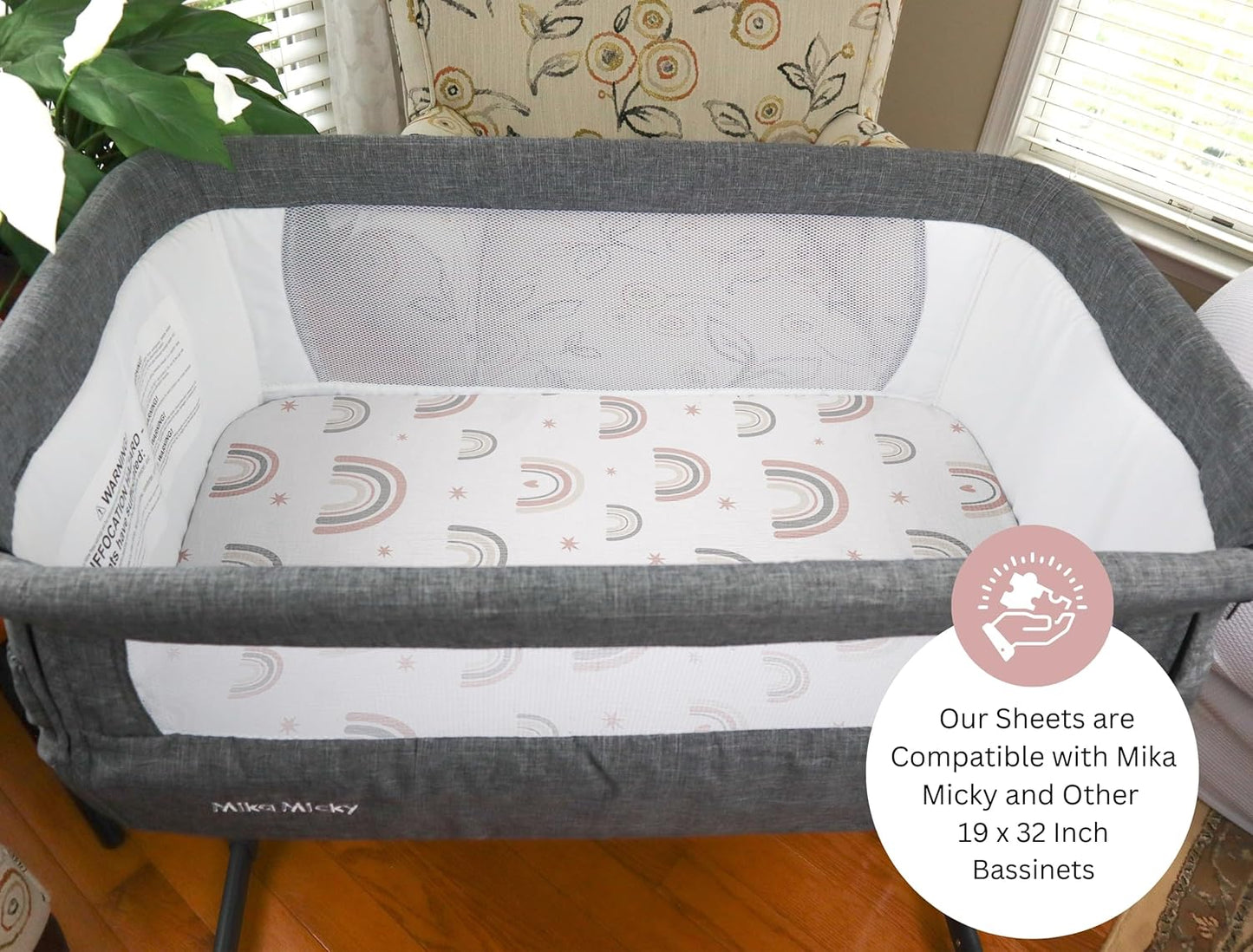 Muslin Bassinet Sheets for Angelbliss, Cowiewie, Amke, Jimglo, Suihuooo, Wayfong Baby Bassinet Bedside Sleeper by TansyPanda, 3PC, 20×33in, Ultra Soft, Breathable, Snug Fit, Unisex Boys Girls, Maadi