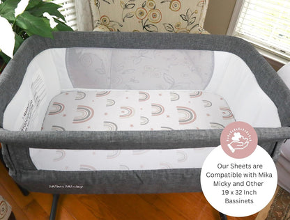 Muslin Bassinet Sheets for Angelbliss, Cowiewie, Amke, Jimglo, Suihuooo, Wayfong Baby Bassinet Bedside Sleeper by TansyPanda, 3PC, 20×33in, Ultra Soft, Breathable, Snug Fit, Unisex Boys Girls, Maadi