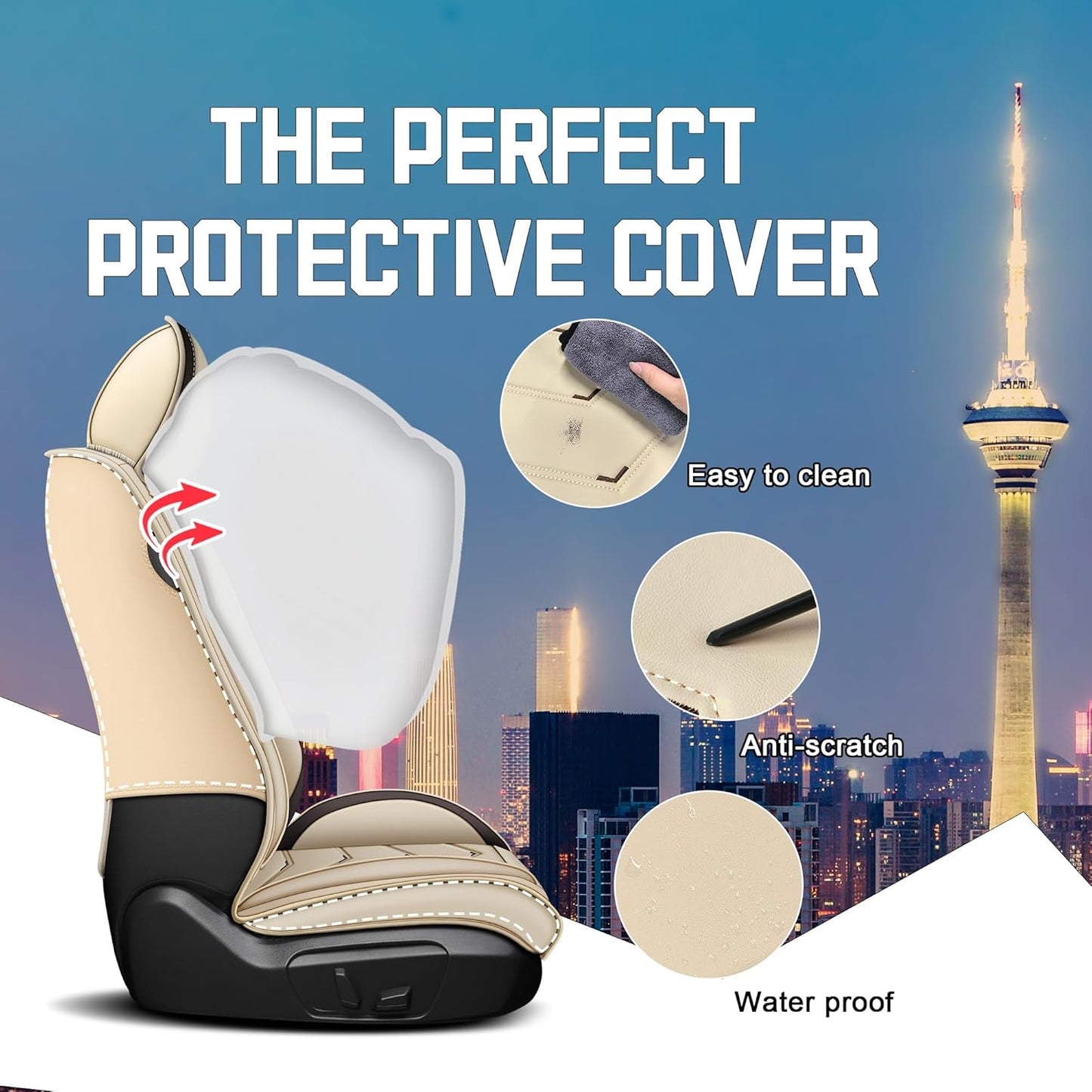 CTDS Car Seat Covers for MINI Convertible 2013-2026, Stylish Sport Seat Covers, Premium Nappa Leather Car Seat Cover. Automobile Seat Covers Sets.(Luxury 5 Seats/Beige)