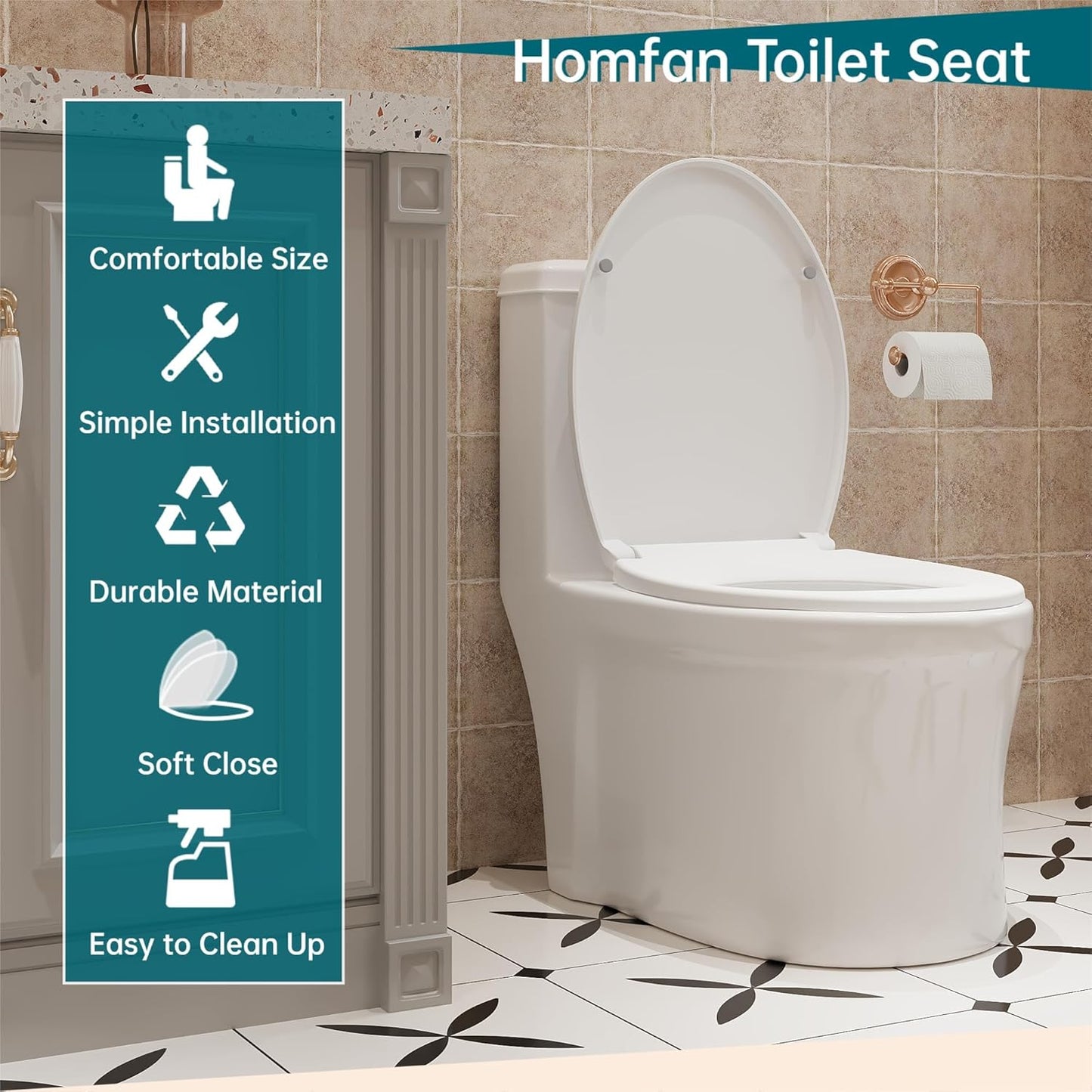 17" White Round Toilet Seat for Adult and Child, Built-In Potty Training Seat with Soft Quiet Close Non-Slip Design, Magnetic Kids Seat and Cover for Round/Oval Toilets, Easy to Install and Clean