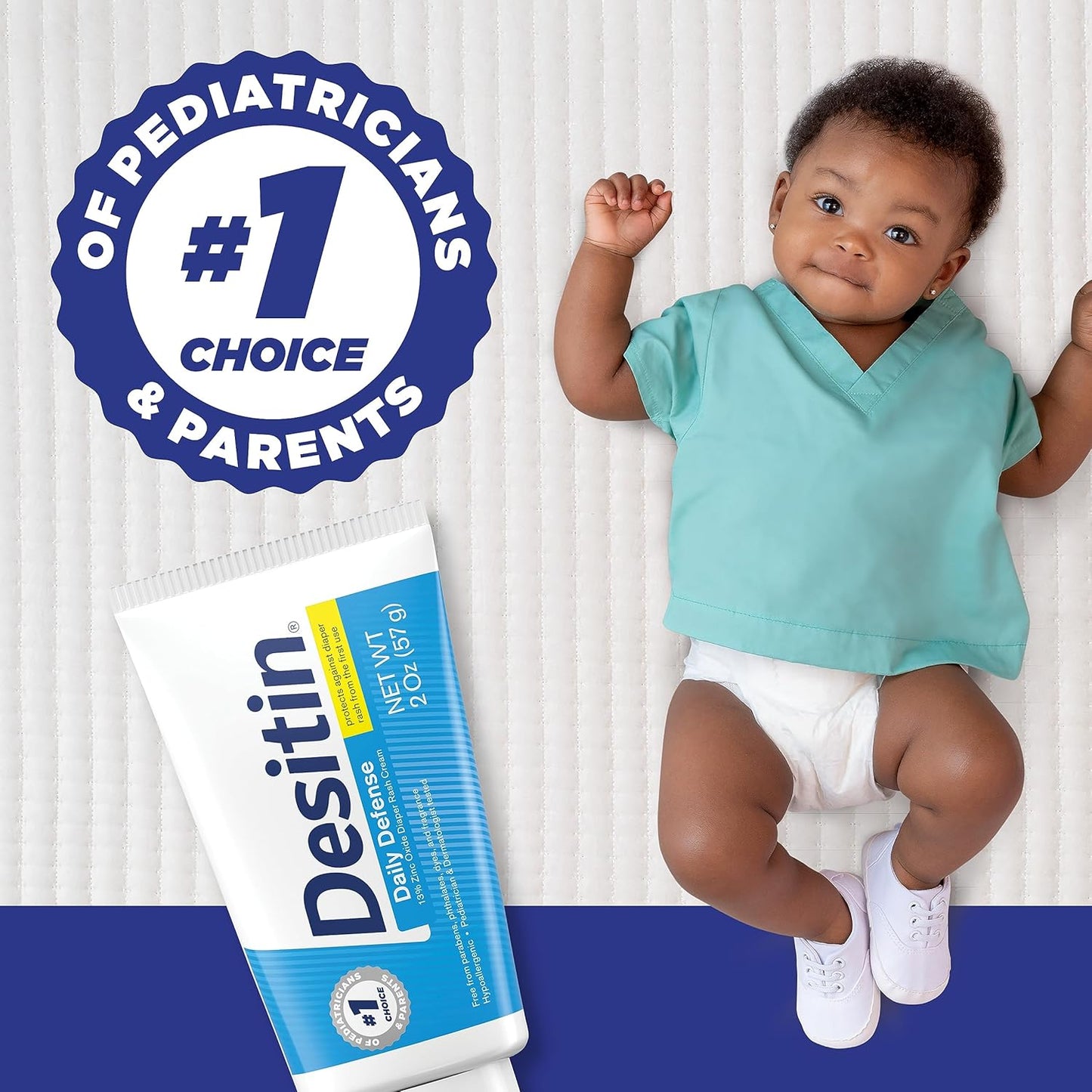 Desitin Daily Defense Baby Diaper Rash Cream with 13% Zinc Oxide, Barrier Cream to Treat, Relieve & Prevent Diaper Rash, Hypoallergenic, Dye-, Phthalate- & Paraben-Free, 16 oz