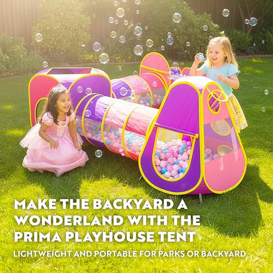 Playz 5pc Kids' Play Tents & Tunnels - Ball Pit for Toddlers, Basketball Hoop, Crawling Tubes, Pop-Up Playhouses, Baby Obstacle Course for Indoor or Outdoor Use