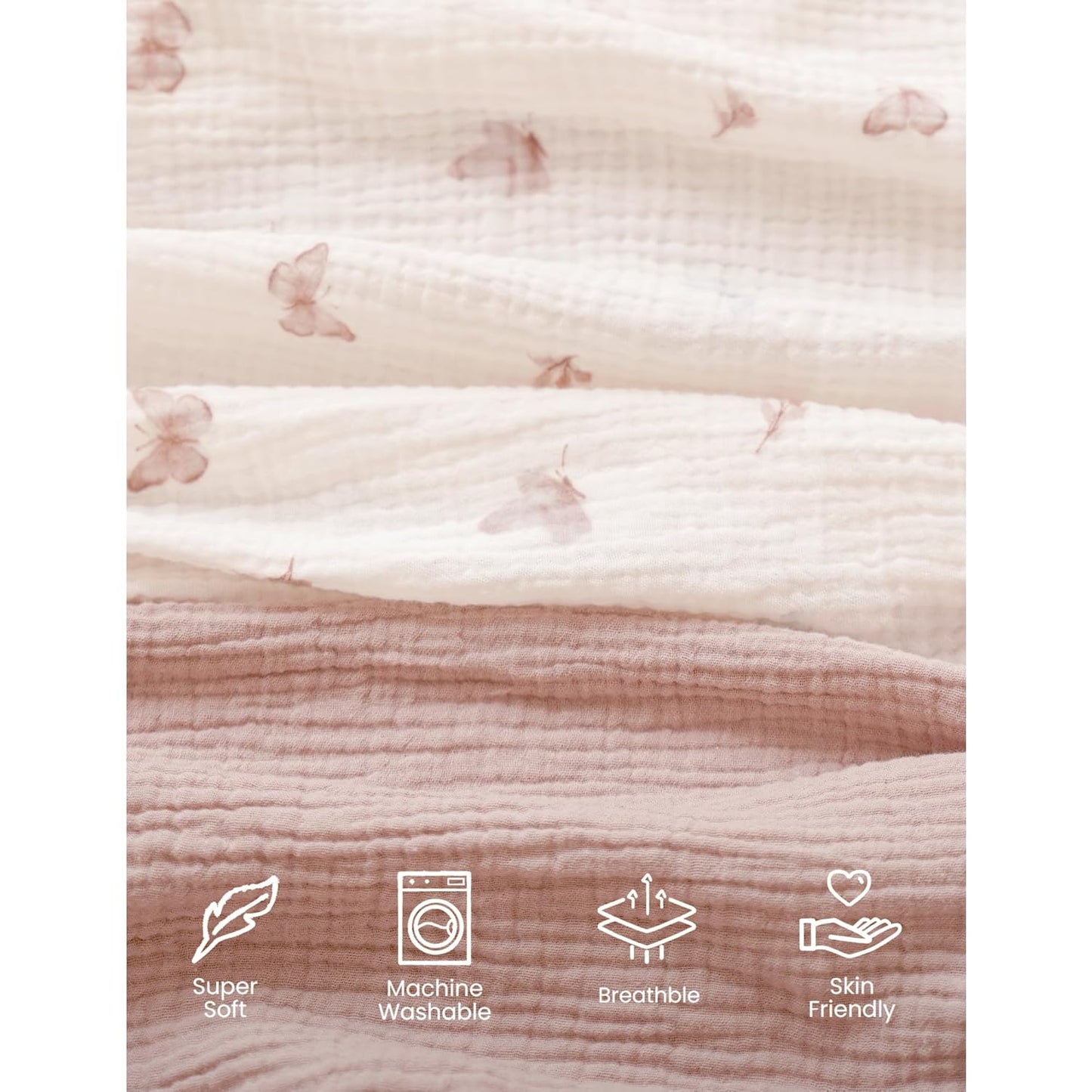 Konssy Muslin Mini Crib Sheets, 100% Soft Cotton Pack and Play Sheets for Pack N Play Mattress, Playard Baby Crib Sheets for Baby Girls (Floral, Pink)