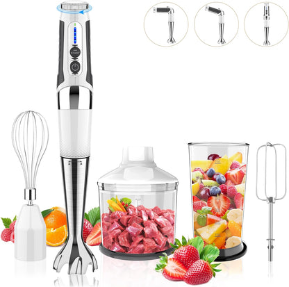 Toogel Cordless Immersion Blender, Electric Hand Blender with 21-Speed & 3-Angle Adjust, USB Rechargeable, BPA-Free & Dishwasher Safe for Baby Food, Smoothies, Soup (Grey)