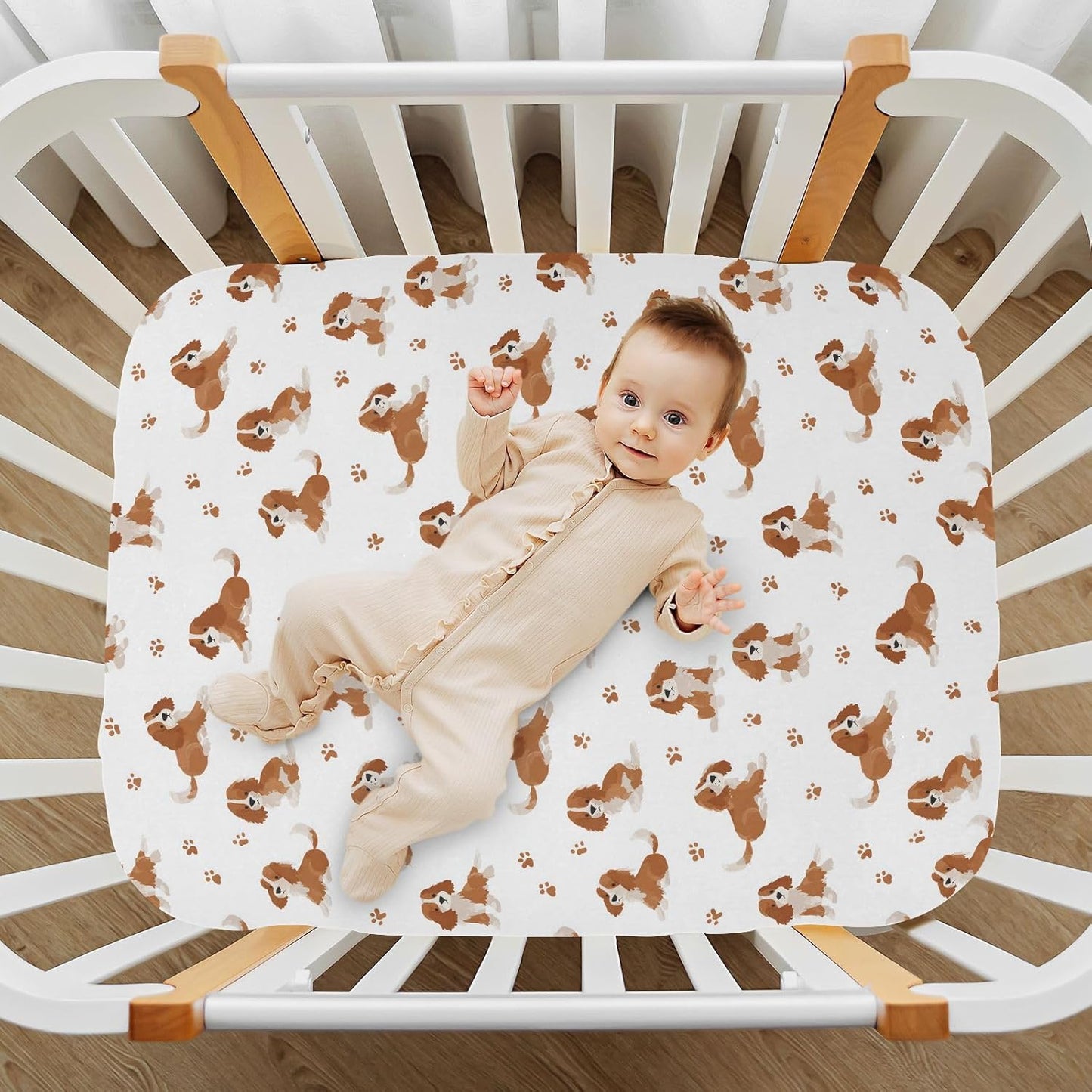 Baby Crib Sheet Cute Goose Flowers Crib Mattress for Boys and Girls Playard Sheet Soft Breathable Fitted Baby Mattress Cover 52x28in