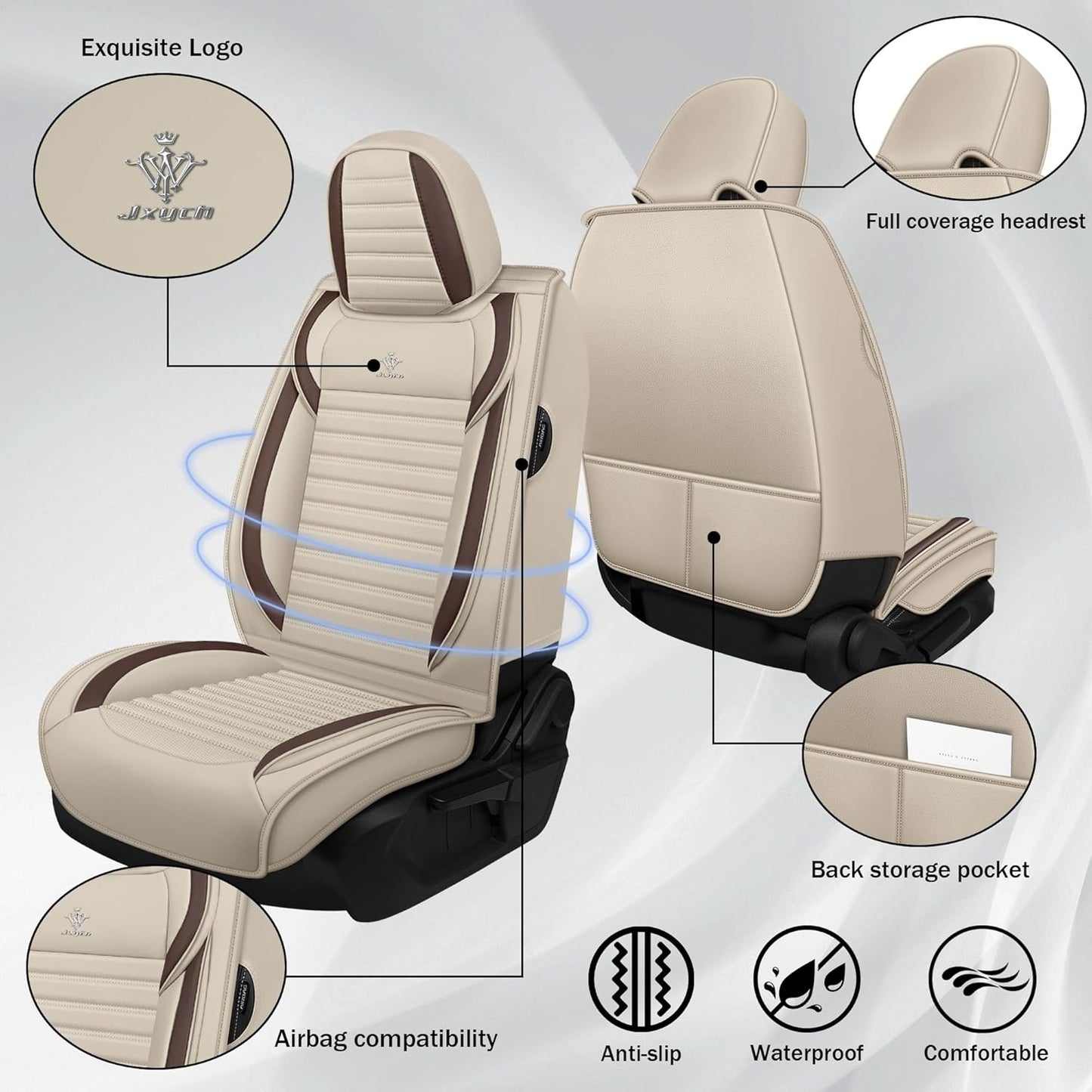 Seat Covers Fit for Mini Convertible 2009-2025 Premium Leather Car Seat Covers, Waterproof Non-Slip and Airbag Compatible, Fashion Car Seat Protector (Black Red,Front Set with Pillow)