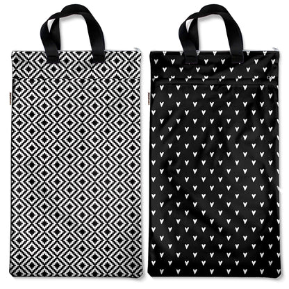 Mama Koala Reusable Hanging Wet Dry Bags for Baby Items, Cloth Diapers, Swimsuits, Travel, Gym Clothes, Beach, Pump Parts, Toiletries, Two Zippered Pockets, 2 Pack (W004L)