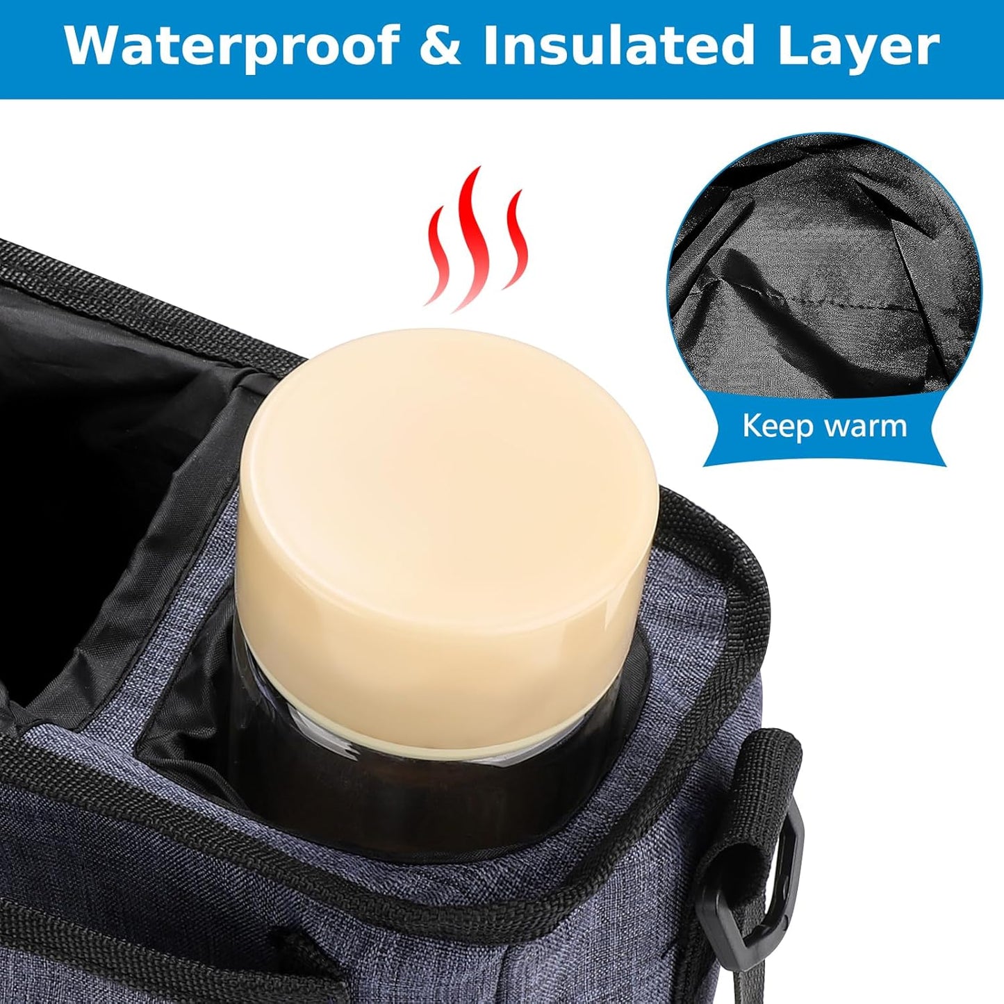 Accmor Universal Stroller Organizer with Insulated Cup Holder and Shoulder Strap, Stroller Caddy Bag Stroller Cup Holder Attachment for Uppababy, Baby Jogger, Britax Strollers, Black
