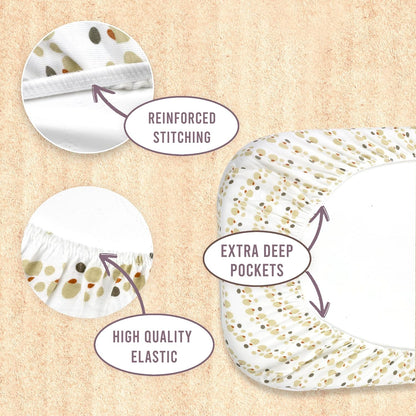 3-Pack Bedside Sleeper Bassinet Sheets | GOTS Certified Organic 100% Muslin Cotton | Ultra Soft & Breathable | 33×20×4” Fitted Sheets | Universal Fit 29–33” x 17–21” Pads