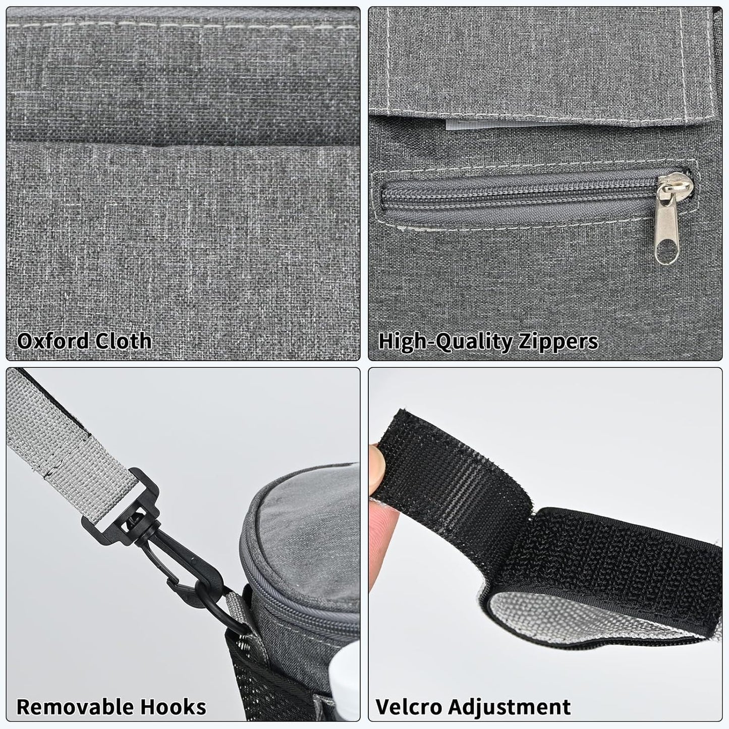 Stroller Organizer with Insulated Cup Holders - Universal Stroller Caddy Bag Fits for Uppababy, Baby Jogger, Nuna - Detachable Shoulder Strap & Large Storage for Diapers, Wipes (Black)