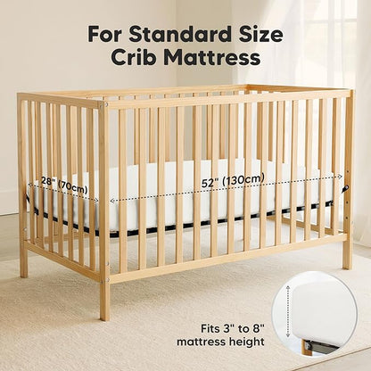 2-Pack Waterproof Crib Sheets for Boys, Girls - 52x28 Fitted Organic Cotton Baby Crib Sheets, Toddler Mattress Protector Cover, Washable, Soft & Durable Baby Bedding Essentials (Soft White)