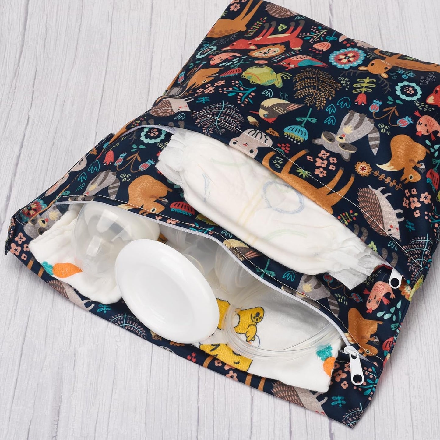 Wet Dry Bags 2-Pack with Cute Dolphin Print - Waterproof Travel Organizer for Swimming Pool Beach Gym Baby Cloth Diapers Swimwear with Dual Zippers