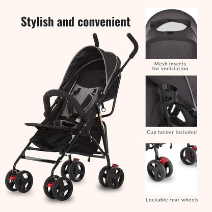Dream On Me Vista Moonwalk Stroller, Disney Approved Lightweight Stroller for Toddlers and Infants, One-Hand Fold, Reclining Seat, Canopy with Sun Visor, Everyday & Travel Ready