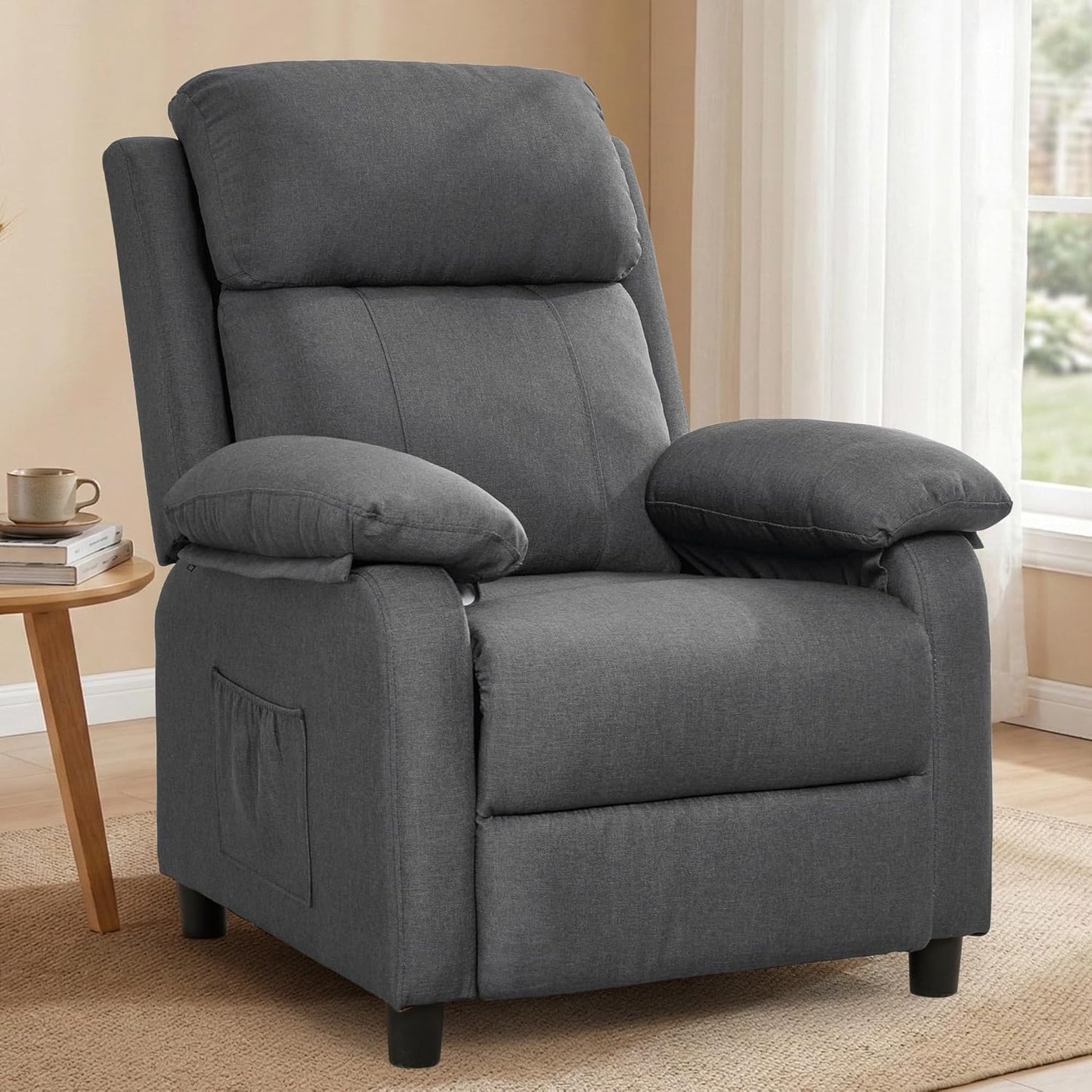 Korser Recliner Chair, 360 Swivel Rocker Chair for Adults, Small Rocking Recliner for Small Spaces, Upholstered Fabric Glider Recliner Nursery