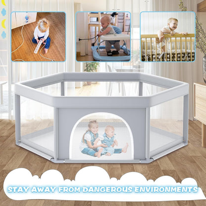besuhot Large Baby Playpen 79x79 Inch, Playpens for Babies and Toddlers, Indoor & Outdoor Extra Large Kids Activity Center, Baby Play Yard with Zipper Gates.