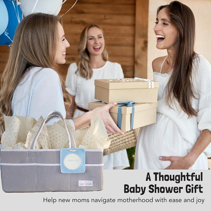Lily Miles Baby Diaper Caddy Organizer - Large Tote Bag for Newborn essentials Boy or Girl - Baby Shower Basket - Nursery Must Haves - Registry Favorites - Newborn Caddie Car Organizer