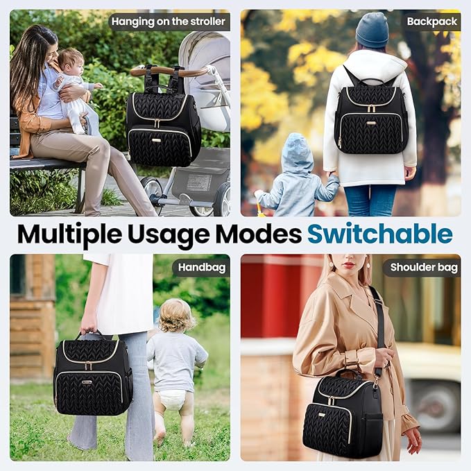 Tealari 4 in 1 Convertible Diaper Bag Backpack,Waterproof Baby Diaper Bag with Changing Pad,Converts into Baby Tote Bag,Diaper Backpack,Stroller Bag and Crossbody Diaper Bag