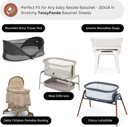 Muslin Bassinet Sheets for Angelbliss, Cowiewie, Amke, Jimglo, Suihuooo, Wayfong Baby Bassinet Bedside Sleeper by TansyPanda, 3PC, 20×33in, Ultra Soft, Breathable, Snug Fit, Unisex Boys Girls, Maadi