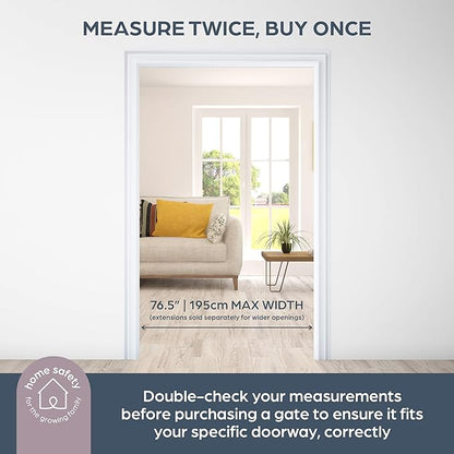 Dreambaby Discovery Metal Baby Gate - 76.5" Extra Wide 3 Panel Walk Through Door for Angled Openings, Configurable for Stairs and Hallways, 29in High