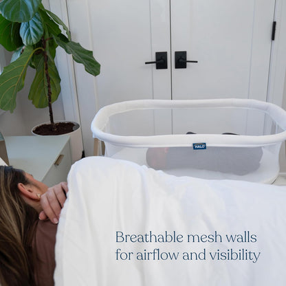 HALO® BassiNest® Bedside Sleeper – Breathable Baby Bassinet Slides Over Bed with Mesh Walls for Airflow & Visibility, Lowering Wall for Easy Access, Fits Most Beds