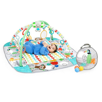 Bright Starts 5-in-1 Your Way Ball Play - Jumbo Play Mat Converts to Ball Pit Baby Gym, Newborn to Toddler - Totally Tropical (Green)