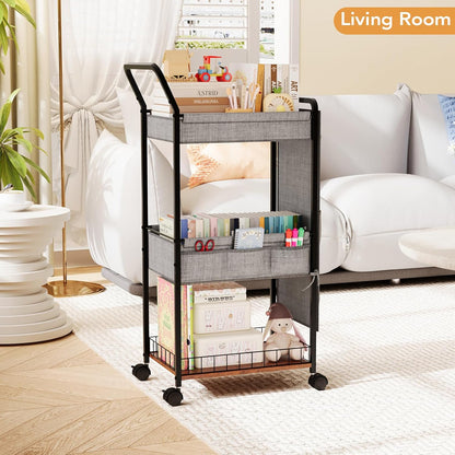 BBLIKE 3-Tier Diaper Caddy Organizer - Rolling Utility Baby Cart with Drawer and Side Pockets for Nursery and Baby Essentials, Multi-Function Cart for Bedroom and Bathroom, White
