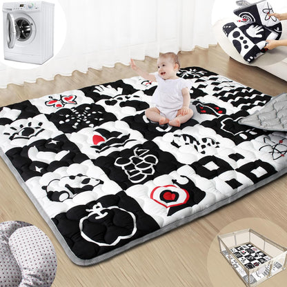 Baby Play Mat, 50x50 Playpen Mat with Super Soft Touch, Activity Mats with Upgraded Anti-Slip Bottom, Machine Washable Crawling Mats for Floor & Picnic (Animal Alphabets)