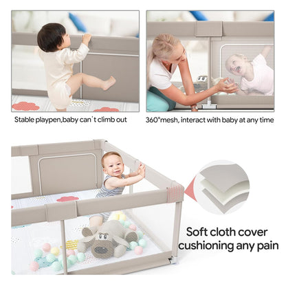Fodoss Baby Playpen 50×50in, Small Play Pen for Babies and Toddlers, Playpen for Apartment, Play Yard, Activity Fence, Baby Playard with All-Side Mesh, Pull Rings