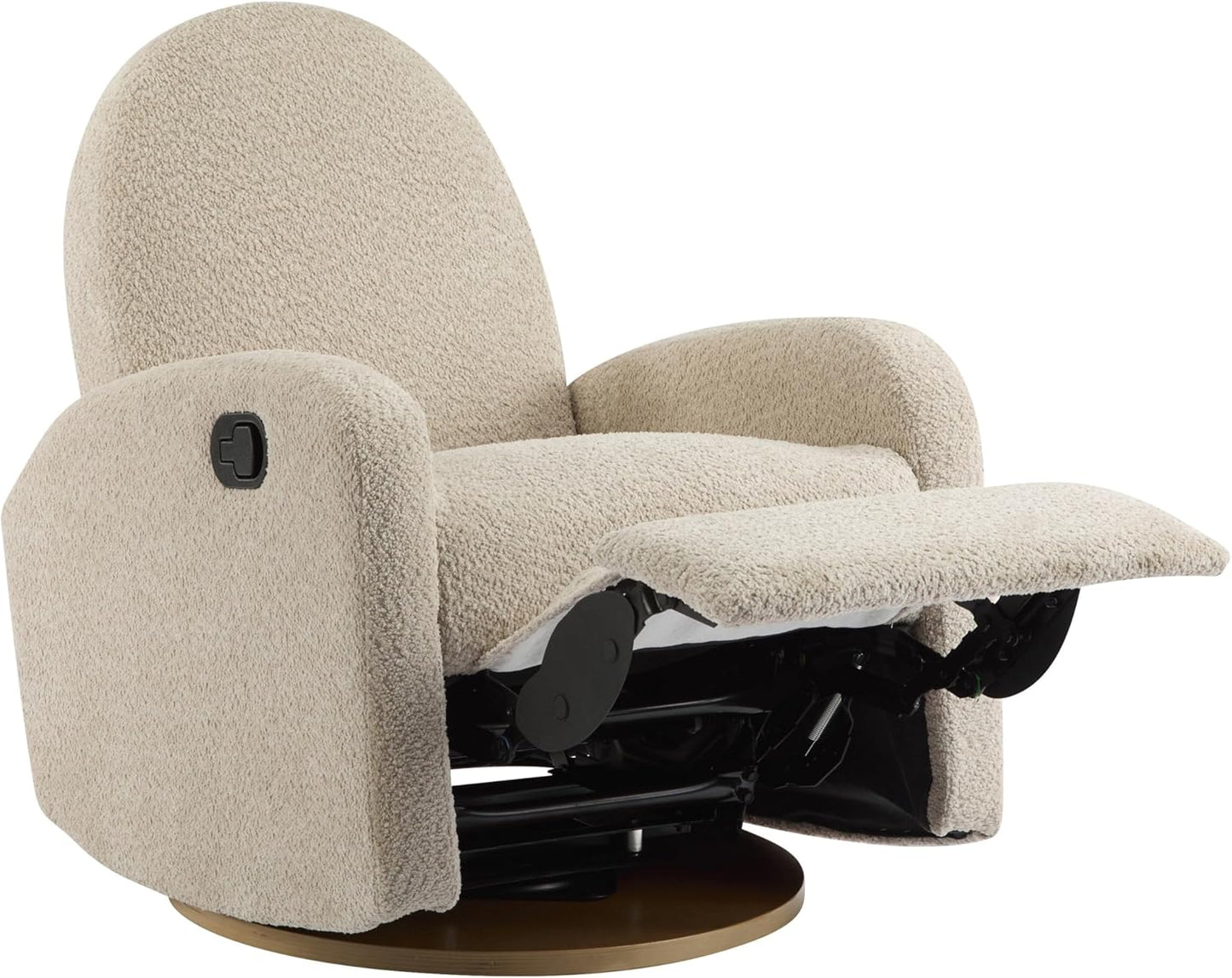 GDFStudio Swivel Glider Recliner Chair Nursery Rocker Recliner Chair with Boucle Upholstered High Back Single Seat Sofa Chair with Deep Seat Manual Nursing Reclining for Living Room, Light Green