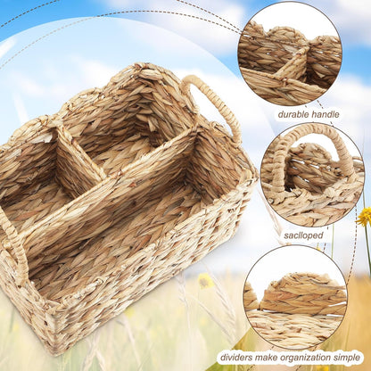 Chunful Wicker Diaper Caddy Organizer Scalloped Edge Rattan Basket with Dividers 9.5 x 13.5 x 7 Inch Woven Natural Basket Storage Organizer Handmade for Baby Shower Gifts Newborn Storage