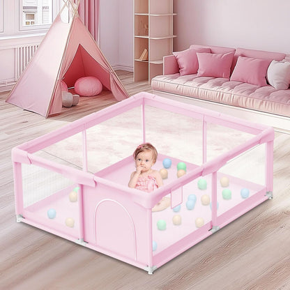 besuhot Baby Playpen Extra Large Play Yard 74" x 50" Playpen for Babies and Toddlers with Anti-Slip Suckers and Zipper Gate, Safety Baby Activity Center for Indoor & Outdoor