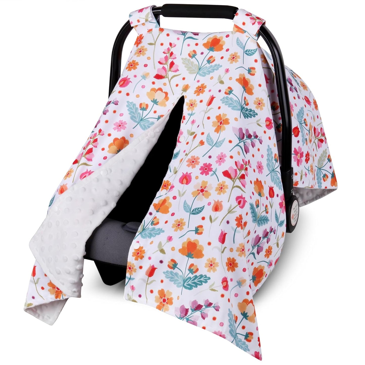 Metplus 2 in 1 Baby Car Seat Cover, Car Seat Canopy for Babies, Mom Multiuse Nursing Cover, Minky Baby Carrier Covers, Newborn Boy Girl, Peekaboo Opening