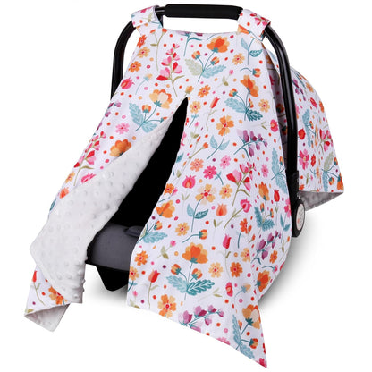 Metplus 2 in 1 Baby Car Seat Cover, Car Seat Canopy for Babies, Mom Multiuse Nursing Cover, Minky Baby Carrier Covers, Newborn Boy Girl, Peekaboo Opening