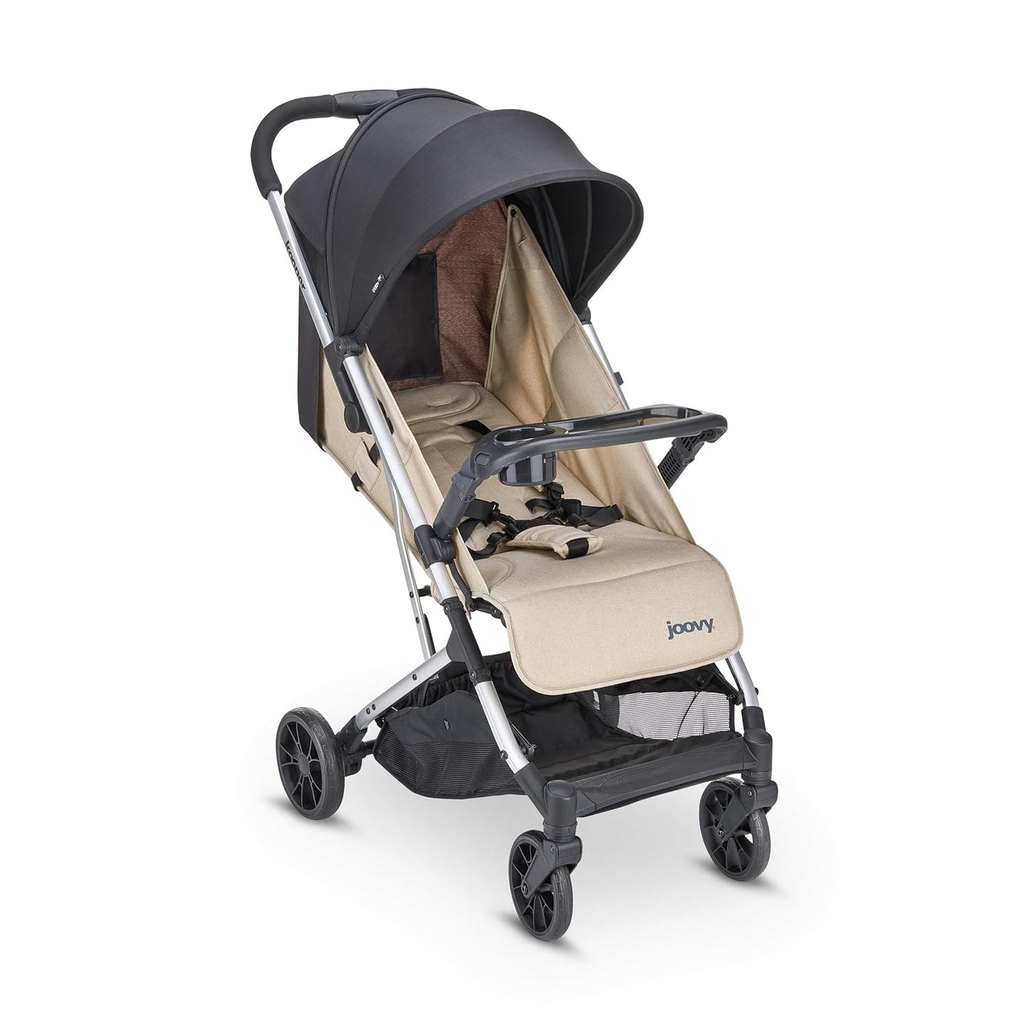 Joovy Kooper X2 Double Stroller, Lightweight Travel Stroller, Compact Fold with Tray, Black