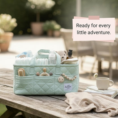 Adonia & Co Diaper Caddy Organizer – Nursery Storage Basket for Newborn Essentials Must Haves & Baby Must Haves – Portable, Machine Washable Baby Diaper Bag Organizer (Brown)
