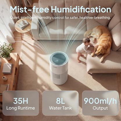 Livatro Stainless Steel Humidifier, 3L Warm Mist Humidifier, Easy Clean with Warm Steam Humidifier, Healthy Air Mist Humidifiers for Bedroom Living Room, with Sleep Mode and Auto-off Setting