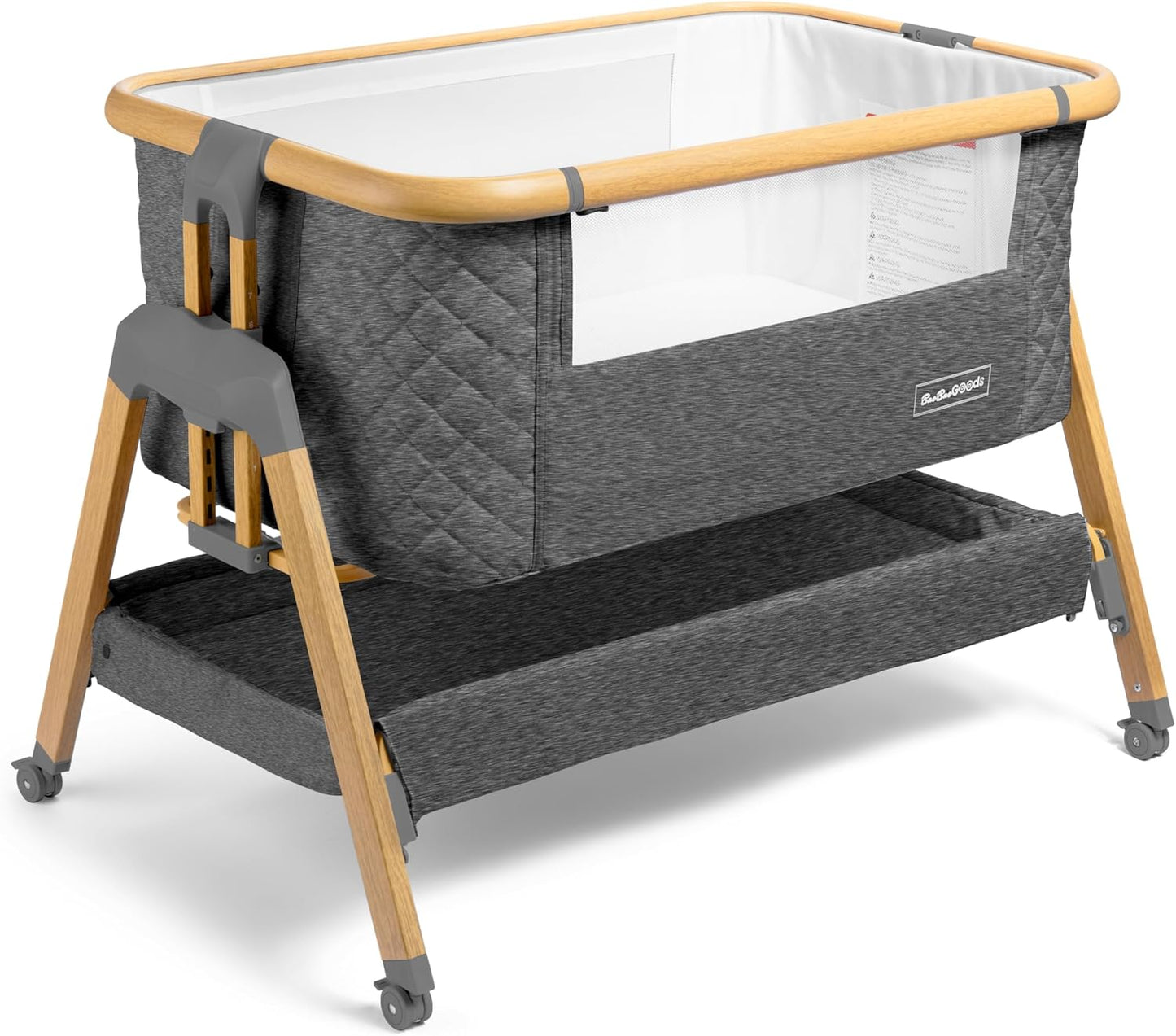 3 In 1 Baby Bassinet with Wheels, Portable Bedside Sleeper for Baby with 7 Adjustable Heights and Foam Mattress, Baby Bedside Crib for Newborns and Infants with Storage Basket, Carry Bag Included