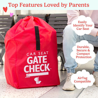J.L. Childress Gate Check Travel Bag for Car Seats - Car Seat Travel Bag for Airplane, Includes AIRTAG Holder, Fits All Baby Carriers, Infant Carriers & Child Booster Seats - Neon Blue
