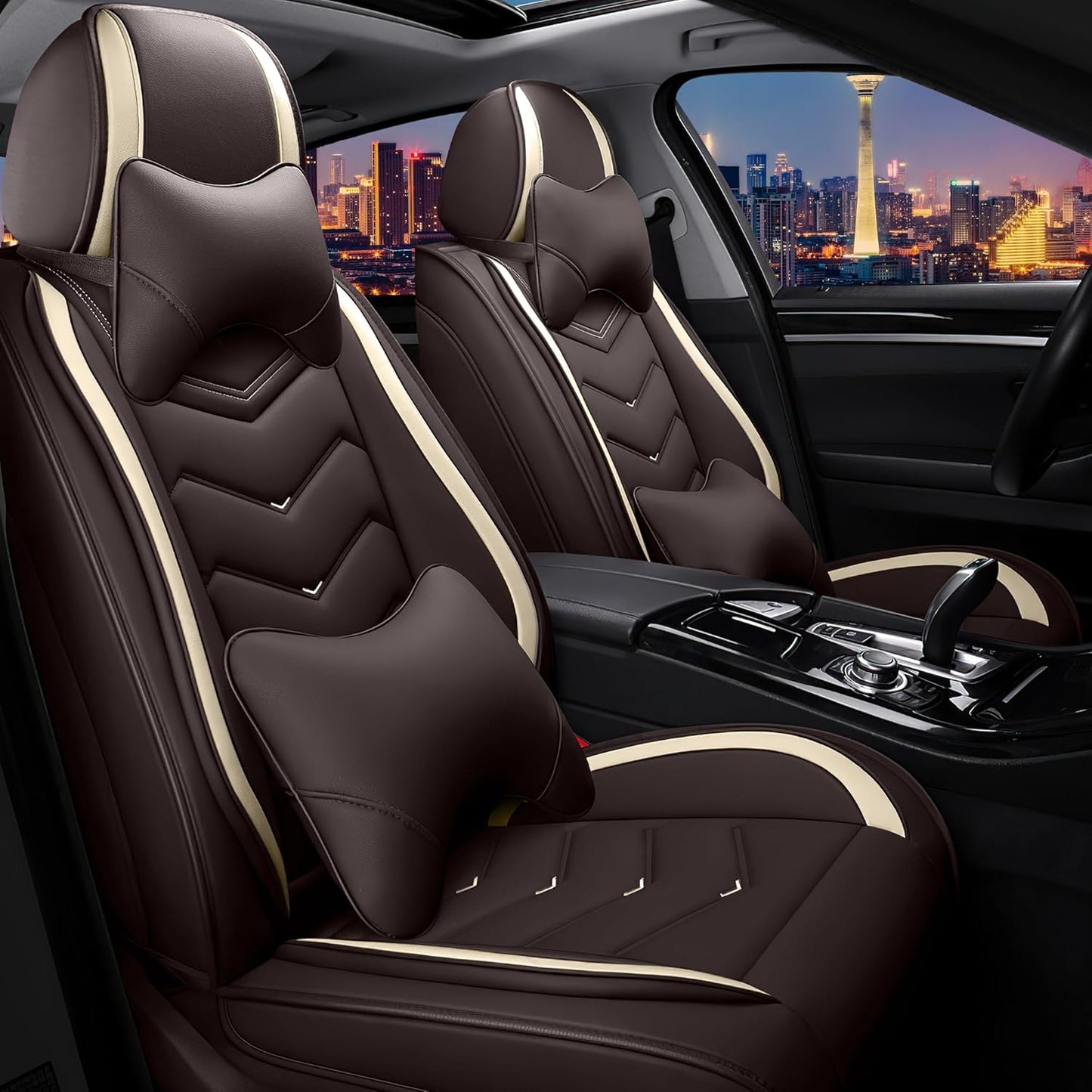 CTDS Car Seat Covers for MINI Convertible 2013-2026, Stylish Sport Seat Covers, Premium Nappa Leather Car Seat Cover. Automobile Seat Covers Sets.(Luxury 5 Seats/Beige)