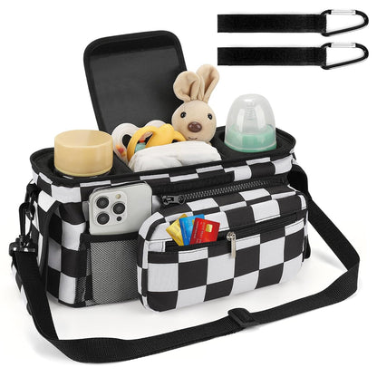 Accmor Universal Stroller Organizer with Insulated Cup Holder Detachable Phone Bag and Shoulder Strap,Stroller Bag Caddy Organizer Fits for Uppababy, Baby Jogger, Britax Strollers